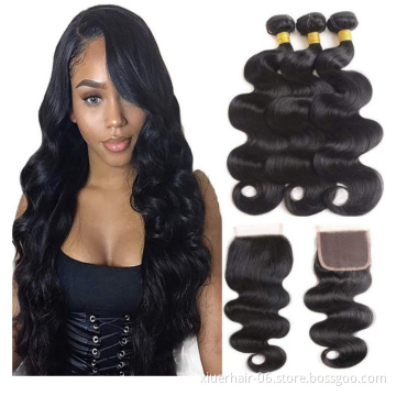 Cuticle Aligned Unprocessed Virgin Brazilian Hair Bundles With Closure ,100 Human Hair,Virgin Brazilian Hair Bundles